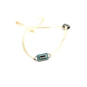 Pura Vida Turquoise Enamel Baguette Crystal Adjustable Cord Bracelet Cream